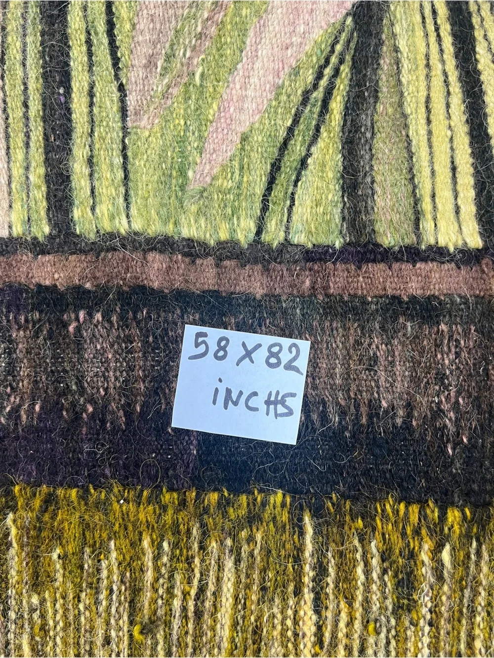 Handwoven Scenic Tapestry Wall Decor in Pastel Greens and Pinks 58x82”